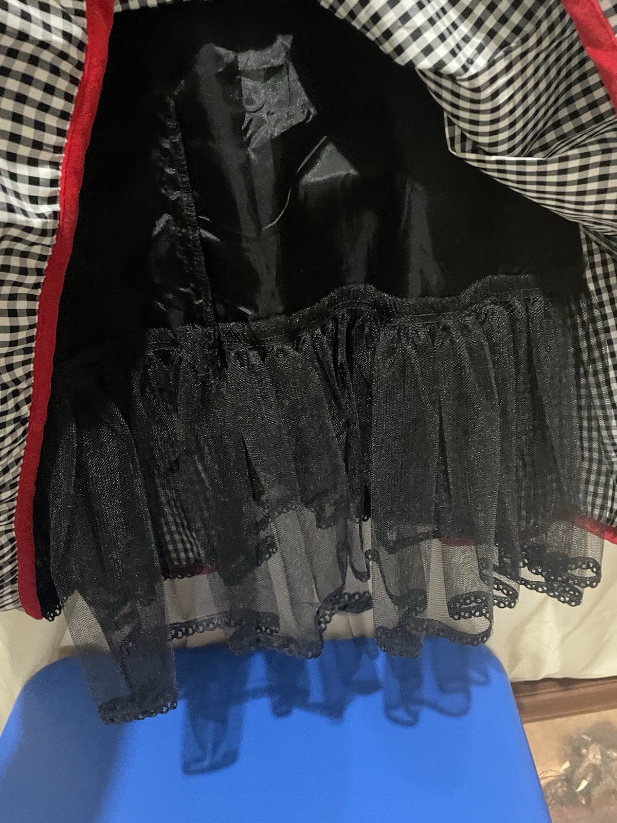Vintage Misty Lane Gingham Black White Red Party Dress 13/14 Bows In Back