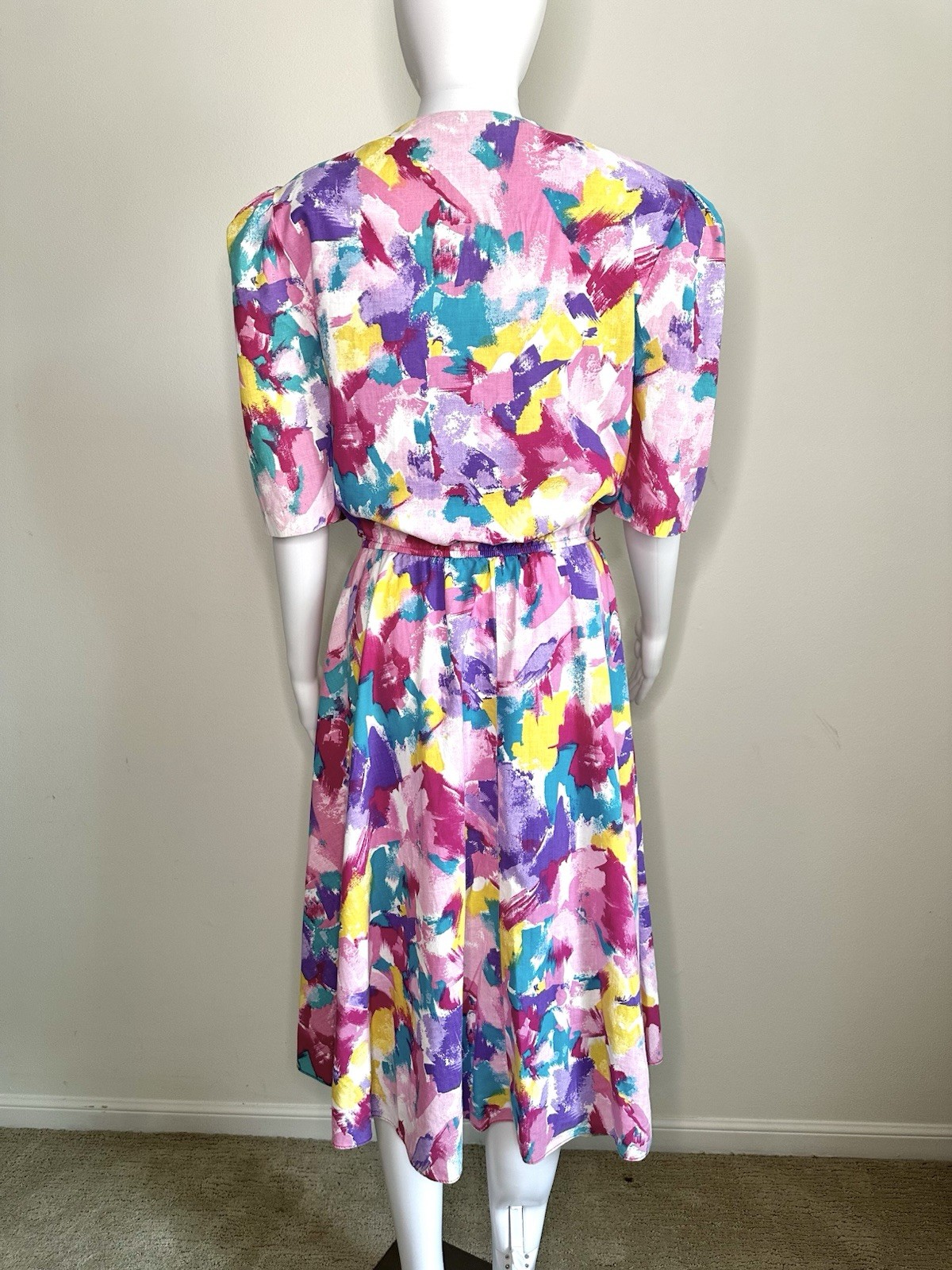 Vintage 80s Abstract Cotton The American Shirt Dress Sz 12 Memphis Short Sleeve