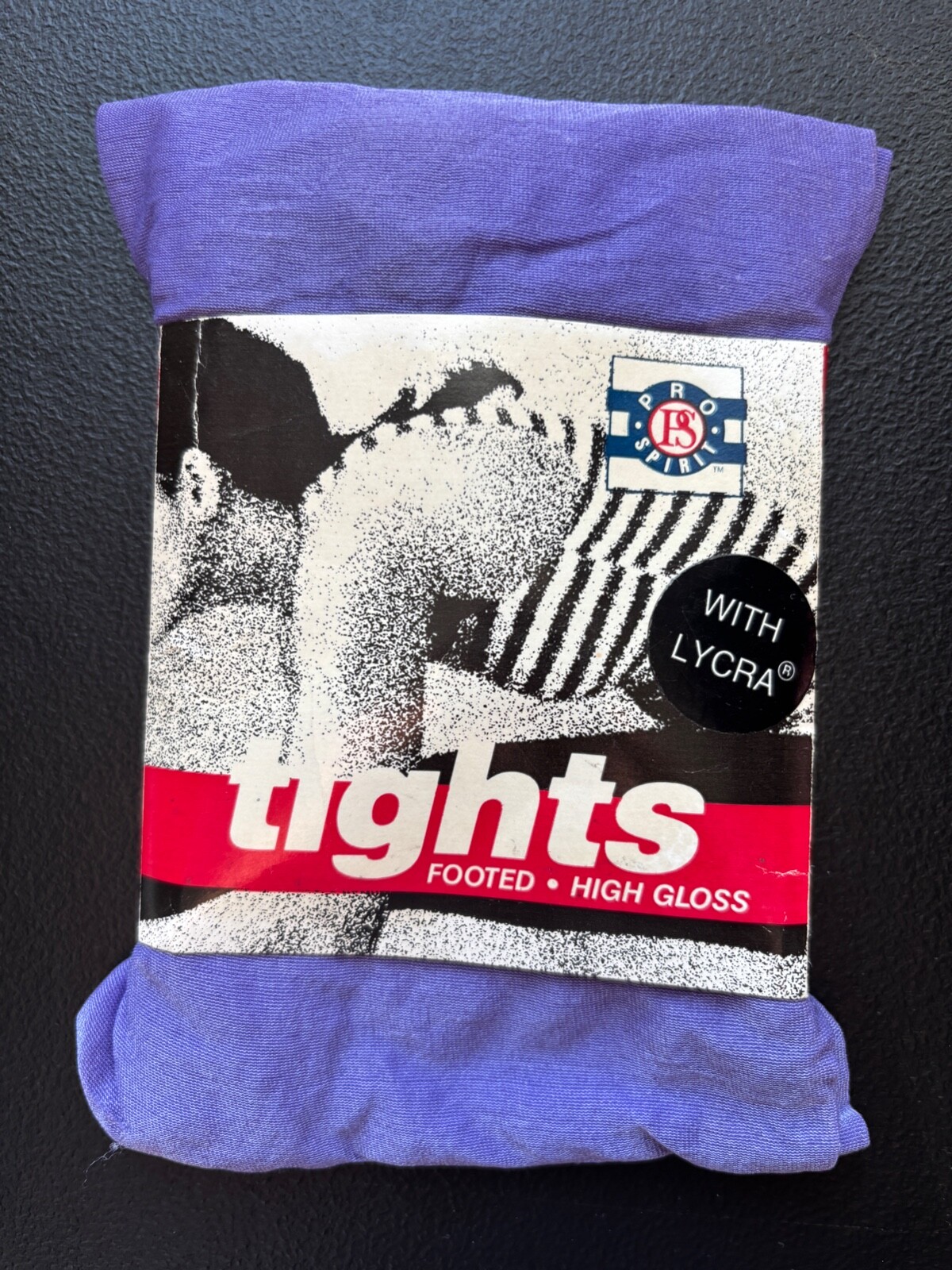 NEW VTG PRO-SPIRT LYCRA TIGHTS FOOTED HIGH GLOSS OPAQUE PANTYHOSE PURPLE*A/B