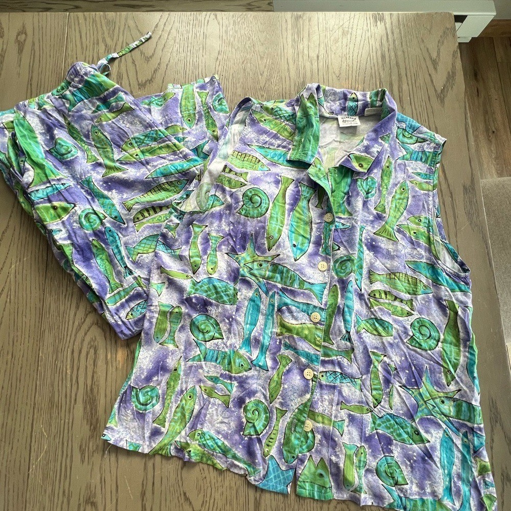 Vintage Weekend Clothes Line Vibrant Sea-life Print Set