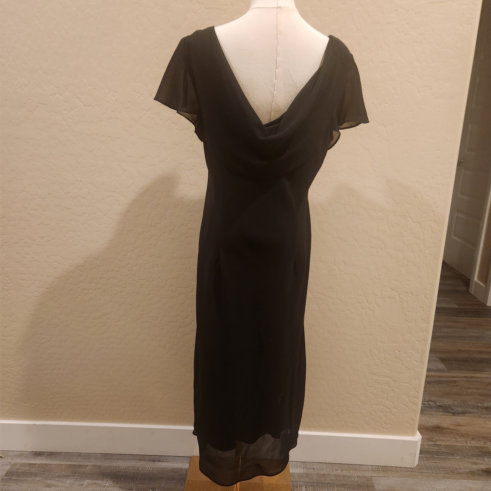 Vtg 90’s Black Beaded Maxi Dress Robbie Bee Scoop back dancing cocktail dressy