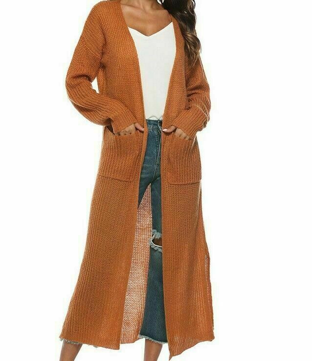 HOT 2023 Women‘s Long Sleeve Full Length Cardigan Duster Open Front Sweater Coat