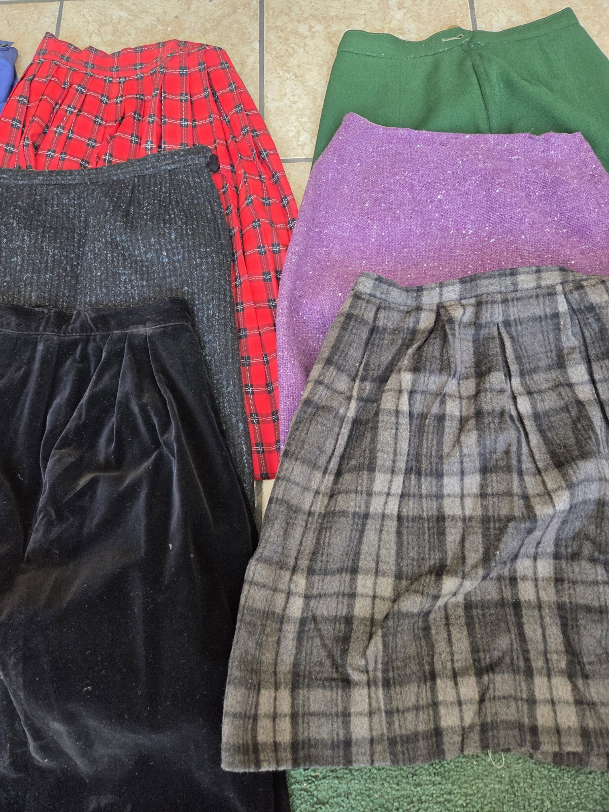 Vtg Lot of 15 1950’s 1960s SKIRTS Wool/Cotton/Straight/Pleated Plaid/Solids ASIS