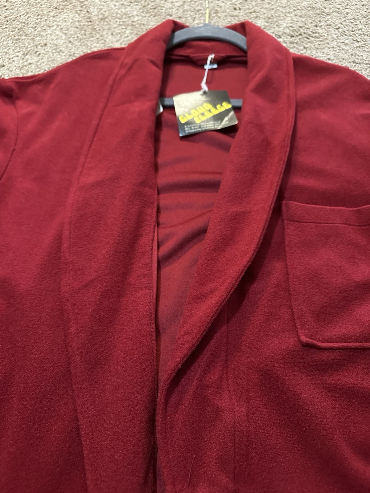 Vintage Collins And Aikman Cloud Fleece Robe With Belt Pockets Red Large NWT