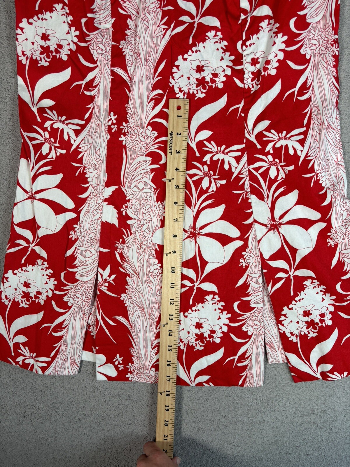 Vintage Haymaker Red Fit And Flare Hawaiian Flora Print Summer Beach Dress M-L