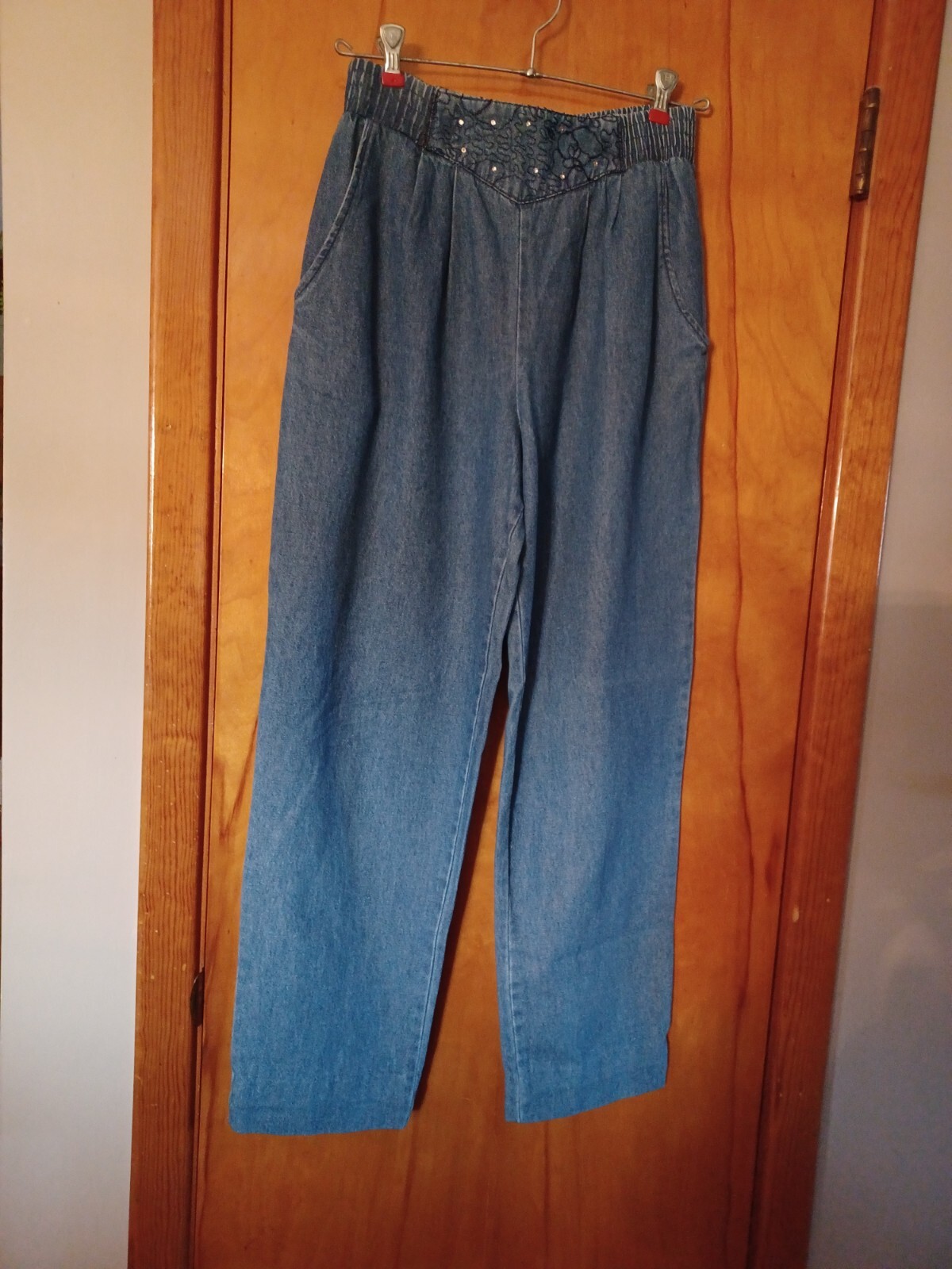 Vtg Saint Germain Paris Denim Rhinestones 2 Pc Jacket Medium/Pants Small