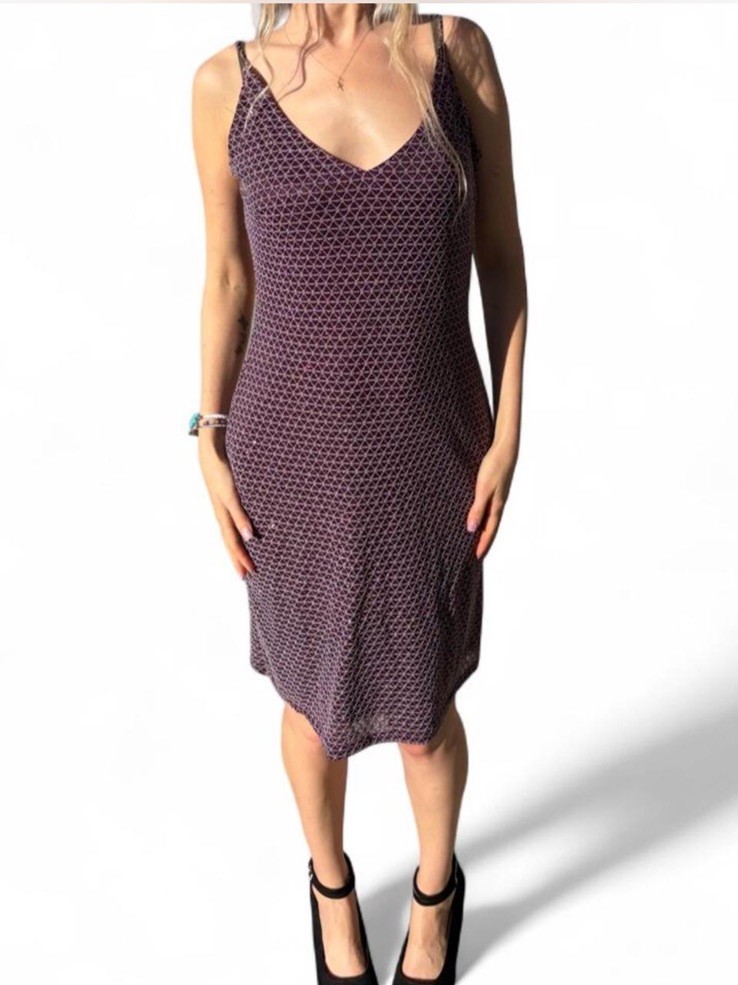 Vintage Diamond Sparkle Plum Purple And Silver Glitter Cocktail Party Dress M