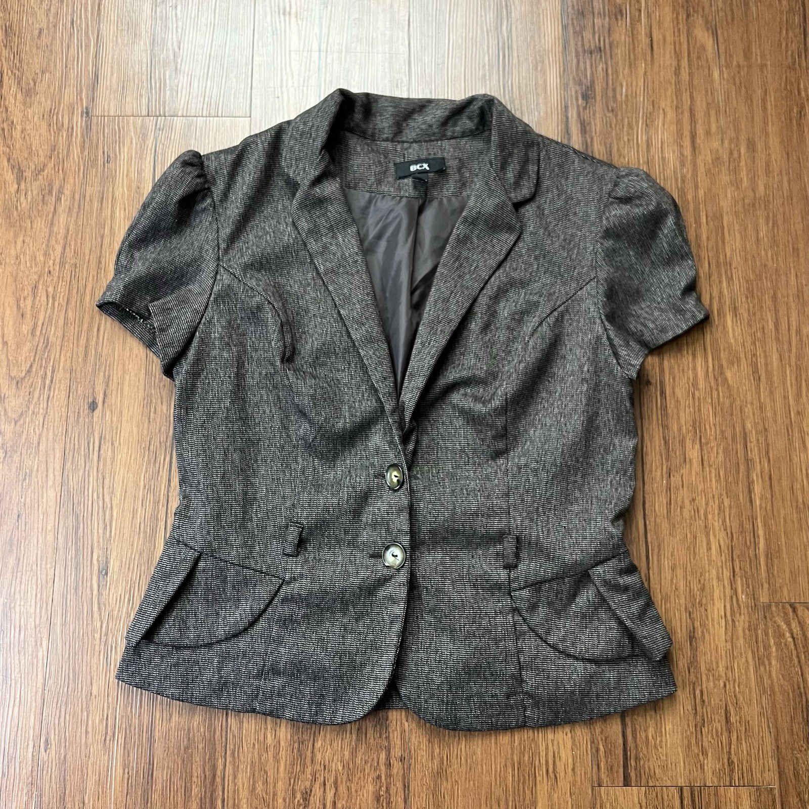 Vintage Y2K Waist Coat Vest Large Brown Short Sleeve Puff Fairy Grunge Office