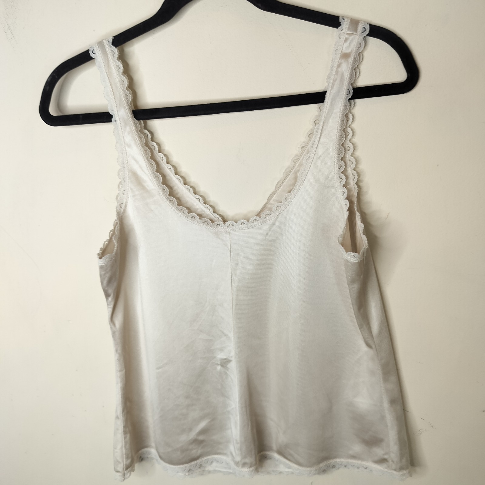 Vtg Satin Nylon Lace Camisole Tank 36 Small Warner’s Y2K Fairy Lingerie Slip