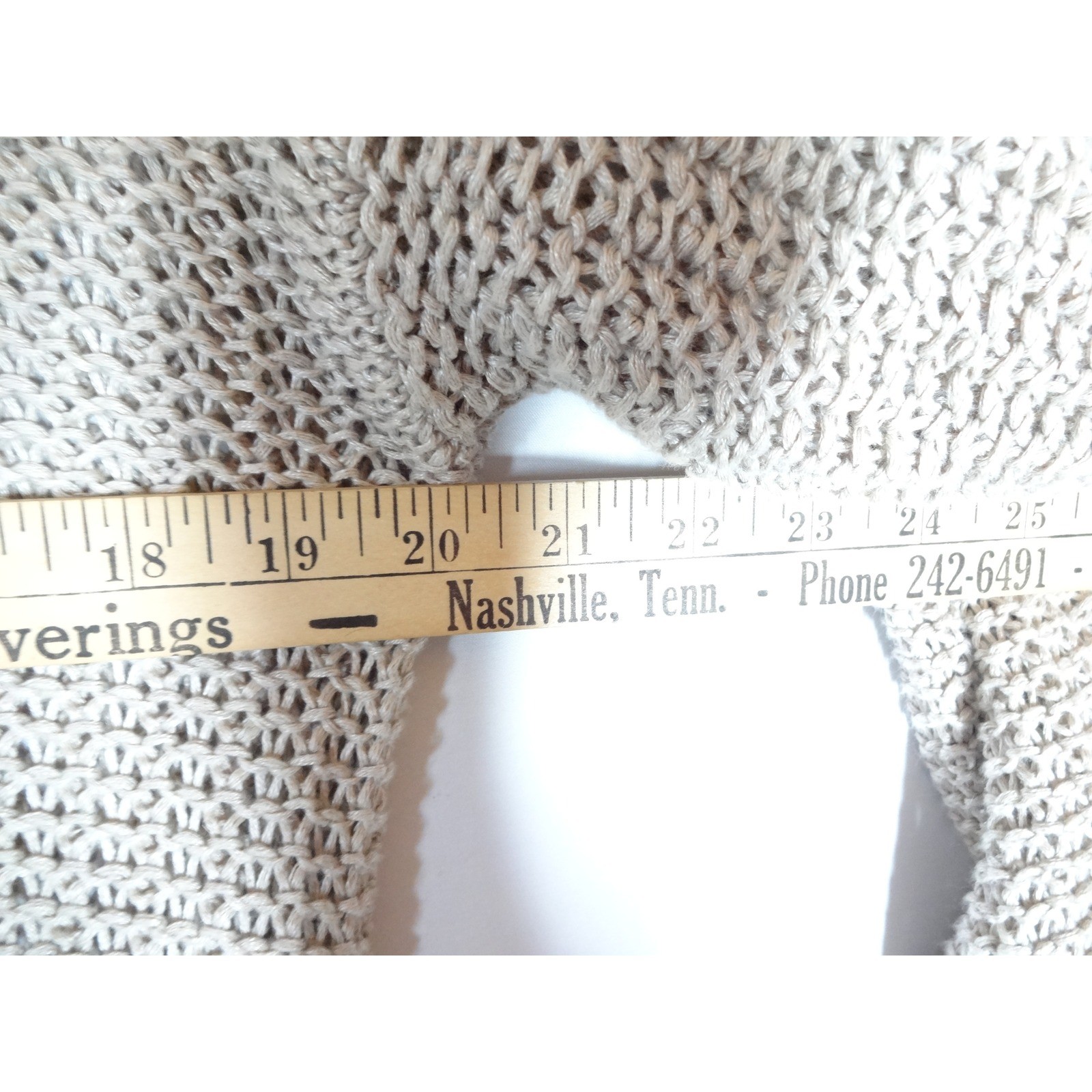 VTG Allen USA Sweater Large Oatmeal Open Knit Boho Linen Tunic Layering Lagen