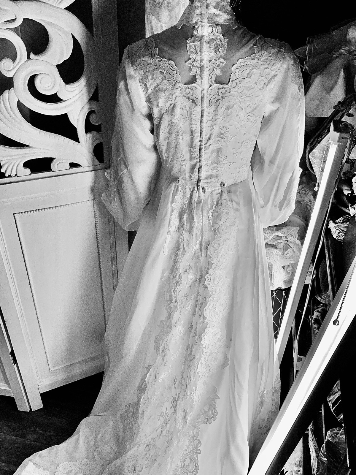 Vtg 1980’s Wedding Dress Powder Puff White Cottage Core Small-Med