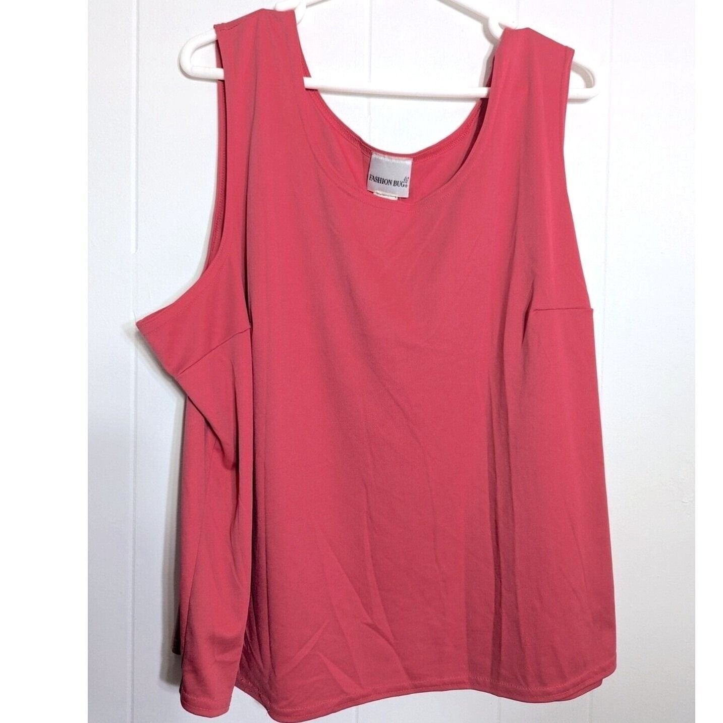 Vtg Fashion Bug Tank Top Womens Plus Size 26/28 Coral Pink Sleeveless Camisole