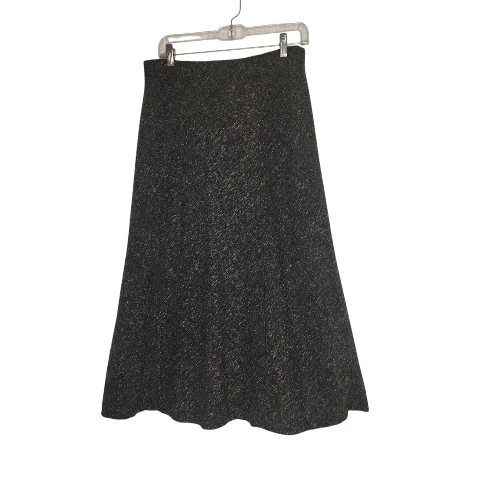 White Stag Vintage Black Tweed A-Line Long Skirt Womens Size 8 Multi Fleck Lined