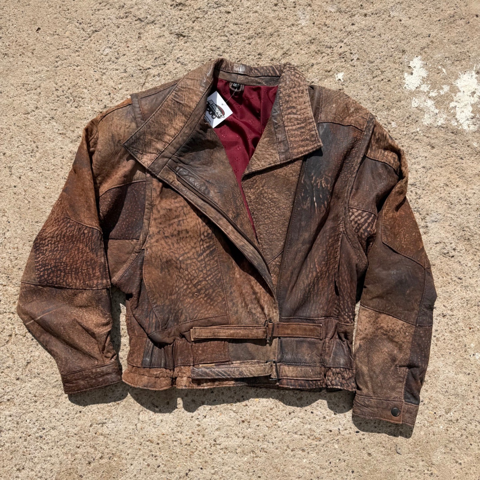 Vintage Distressed Lamb Leather Cropped Moto Jacket Women’s Small/Medium V8