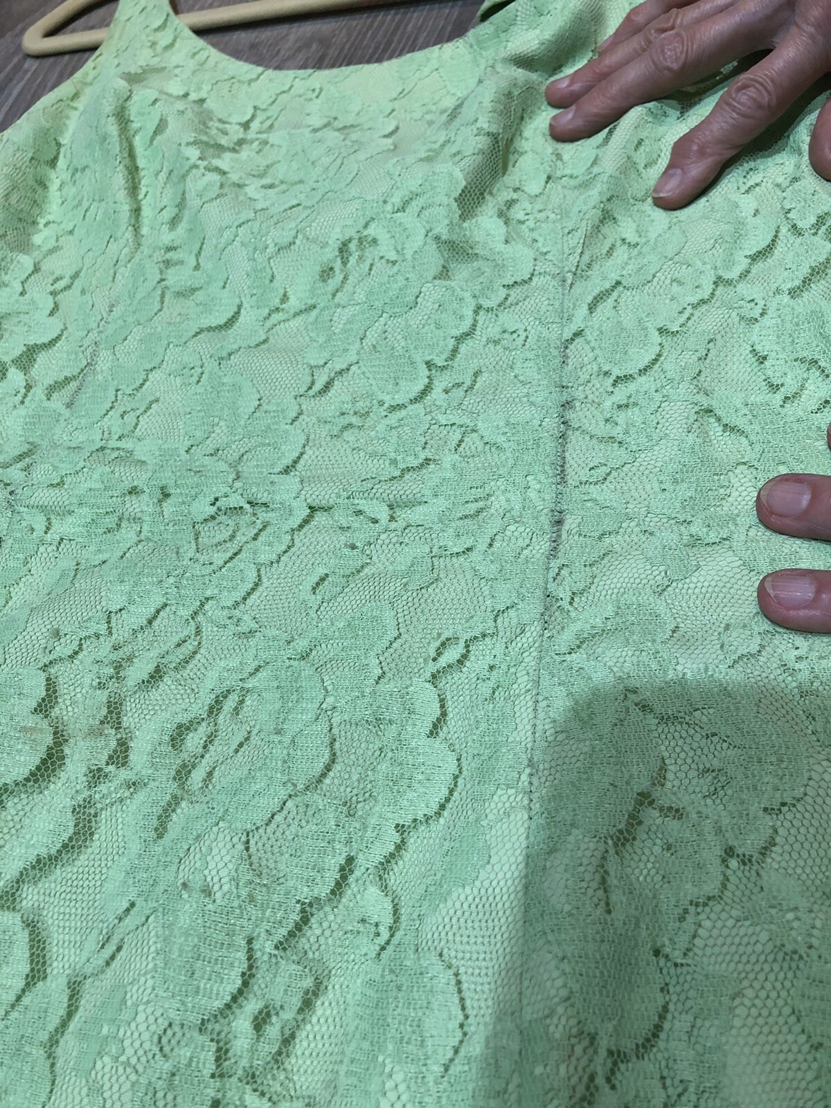 60s VTG Union Tag Sea Foam Green Lace Over Satin Jackie O~Dress&Jacket Set XS/S