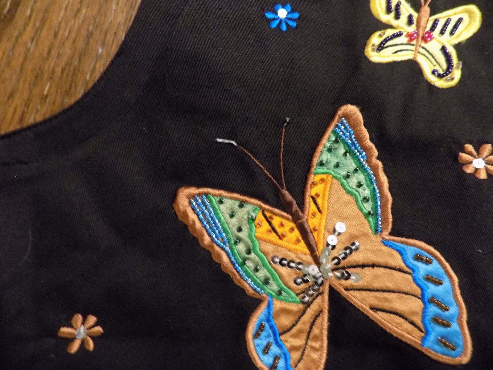 Vtg Conversations Jill Rogers Applique Beaded Sequin Butterflies Flowers Vest M