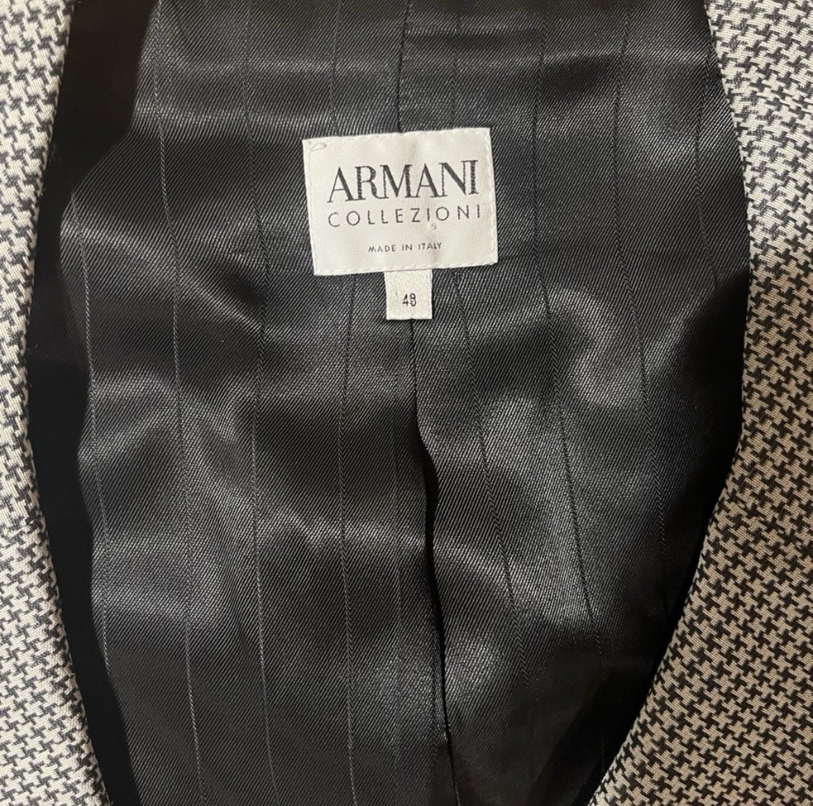 Armani Academia Baby Houndstooth Double Breasted Chic Silk Blend Designer Blazer