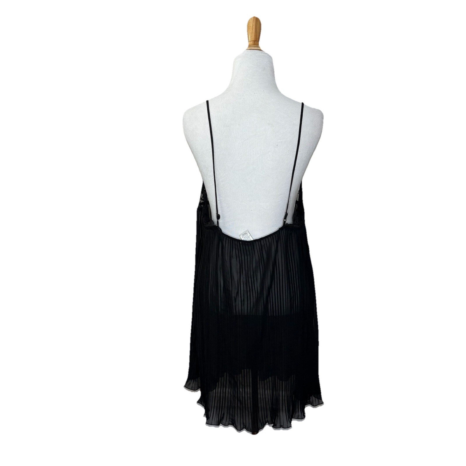 Jillian Jones Black Lace Adjustable Cami Babydoll Négligée Lingerie Size Large