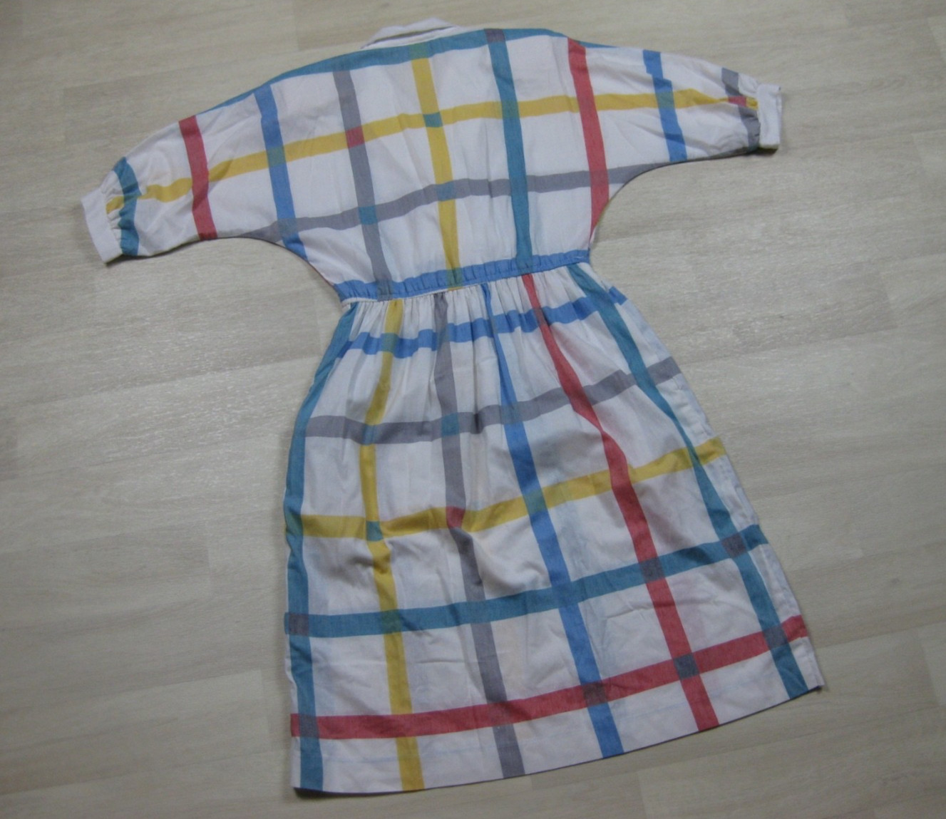 Vintage 80s does 50s J. Ellis Midi Day Dress (M) Plaid Housewife Collar