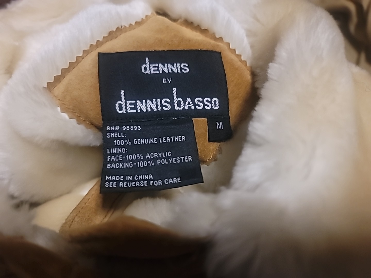 Women’s Vintage Dennis Basso Genuine Leather Coat Size Medium Faux Fur Jacket