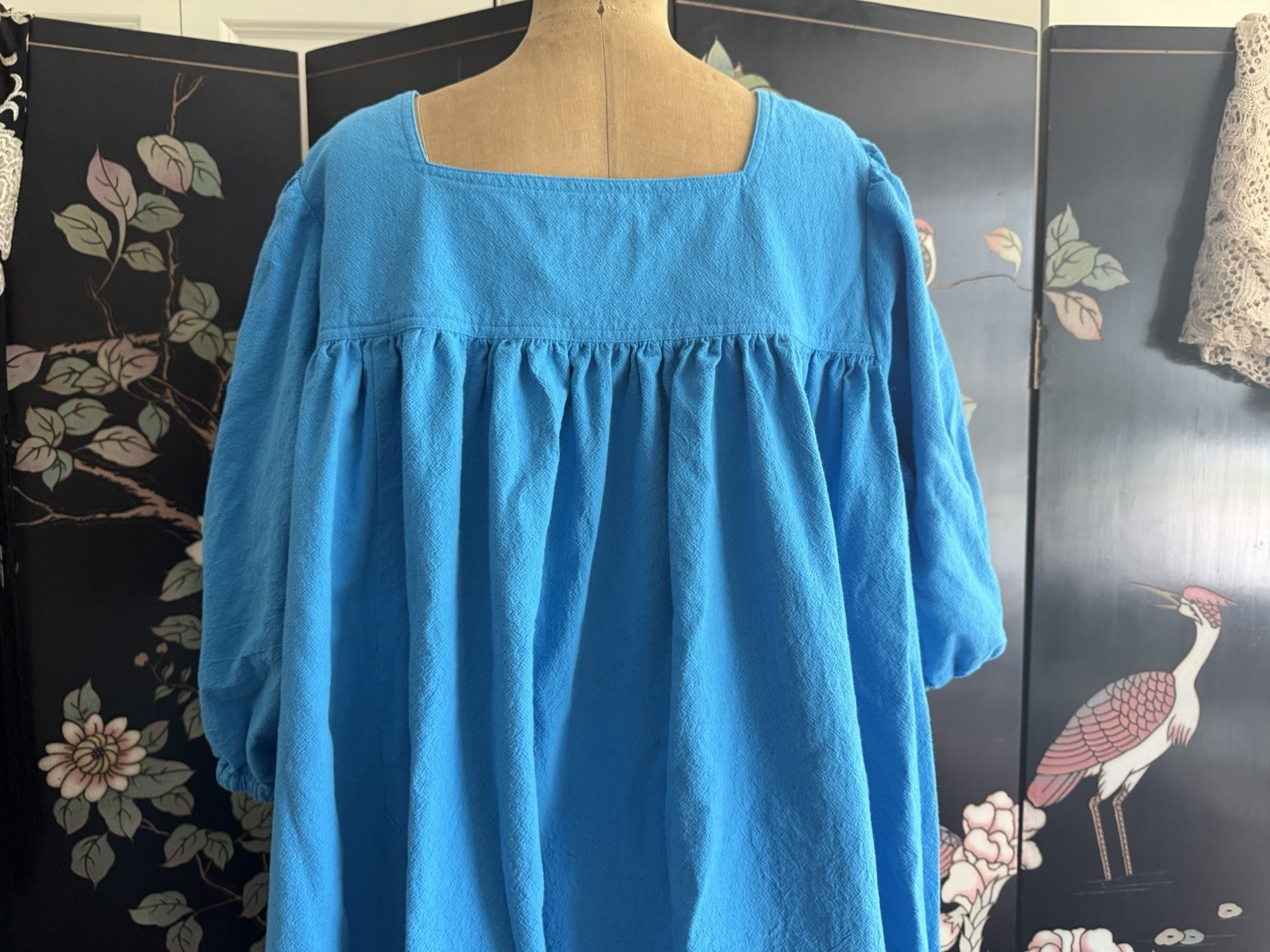 Vintage The Tog Shop Dress Ocean Blue Cotton Muumuu Cruisewear One Size