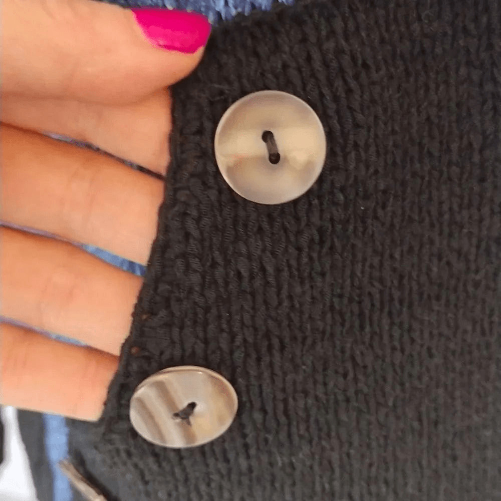 VTG 80s 90s Fia Italia Handloomed Blue Black Knit Zip Cardigan Sweater XL