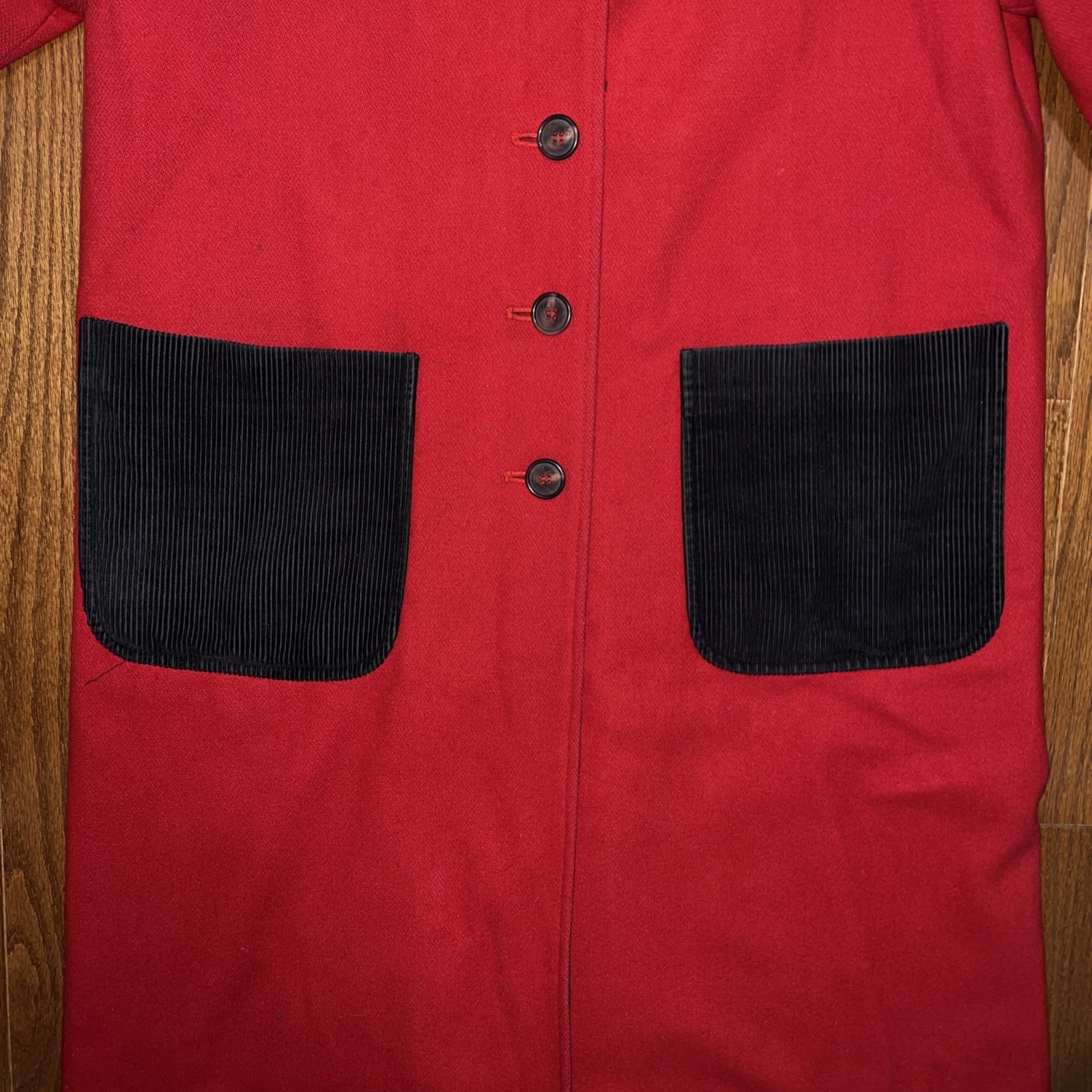 Vintage Classic Wools Incorporated Women’s Red And Black Corduroy Trench Coat