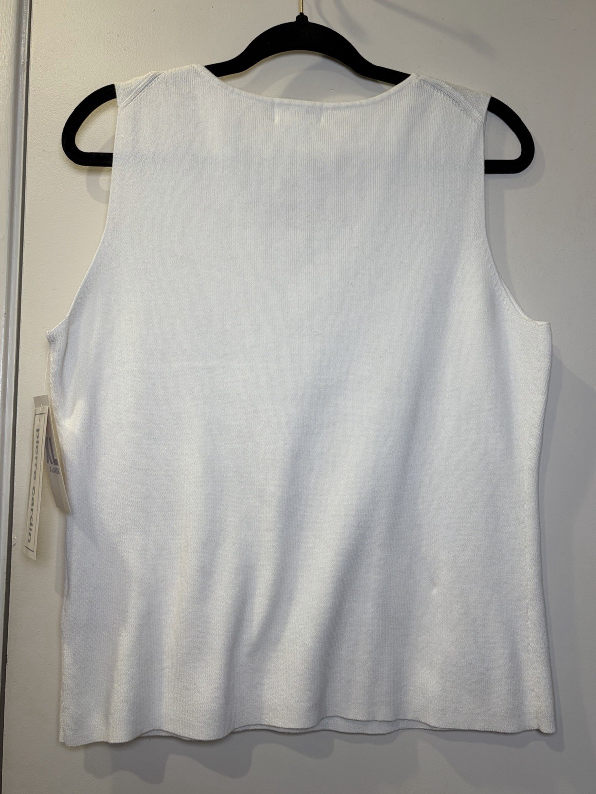 Vtg Pierre Cardin Womens V Neck Sleeveless Tank Top Sz XL 100% Cotton White NWT