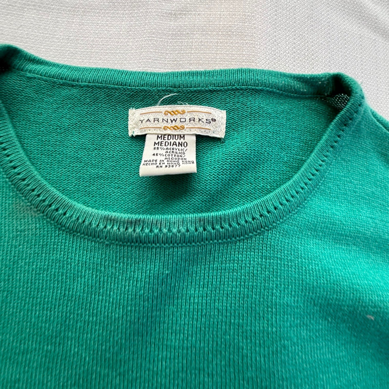 Vintage Yarnworks Green Sweater Medium Cotton Acrylic Minimalist Classic