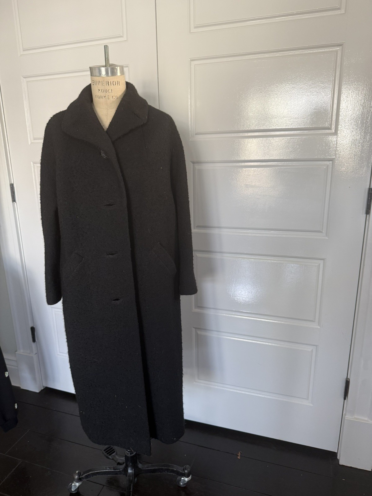 Vintage Sycamore Black Coat with Embellished Buttons