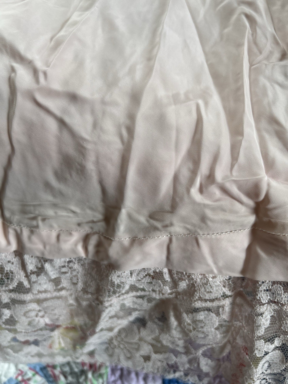 Vintage Half Slip Pink Custom Made Midi Length Wide Lace and Ribbon Trim