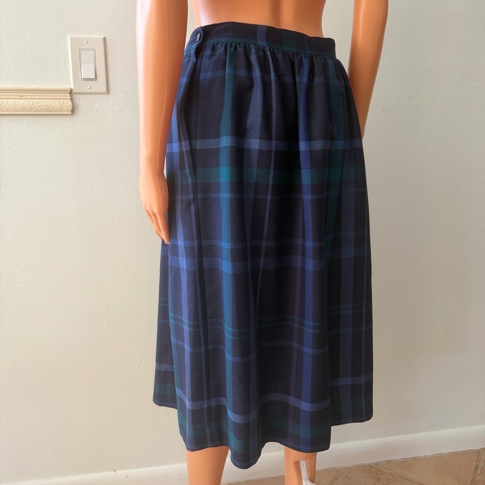 Vintage Lombardi of Hartford Plaid Pencil Skirt Pockets Wiggle Blue Academia L