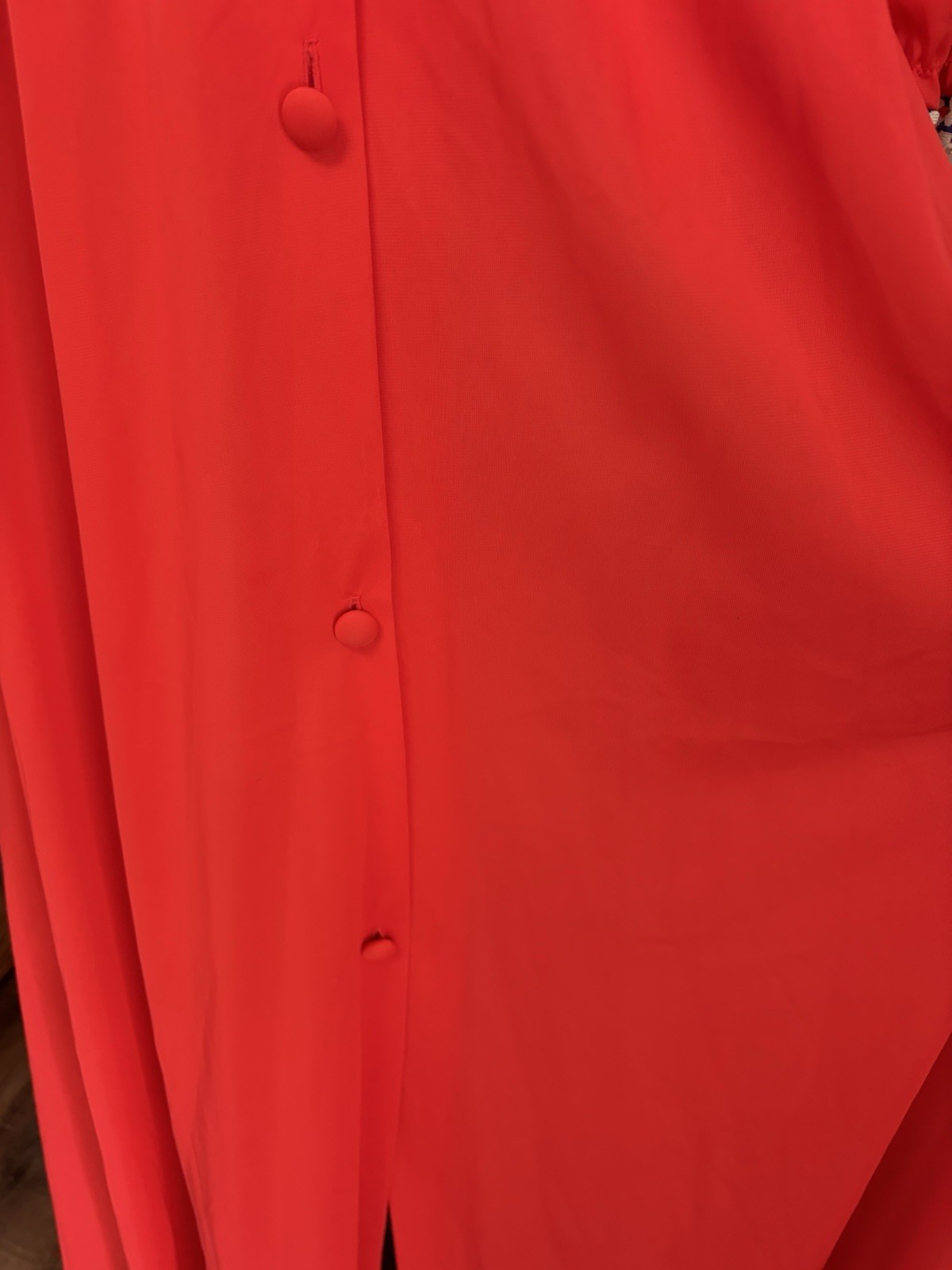 Vtg Circa Lorraine Robe Button Nightgown M Luminous Sheen Feminine Red Nylon