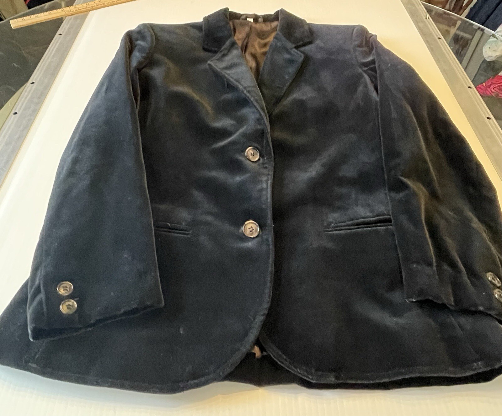 Vintage The Fashion Place Sears Black Velvet Blazer 2 Button Size 8 1980s Preppy