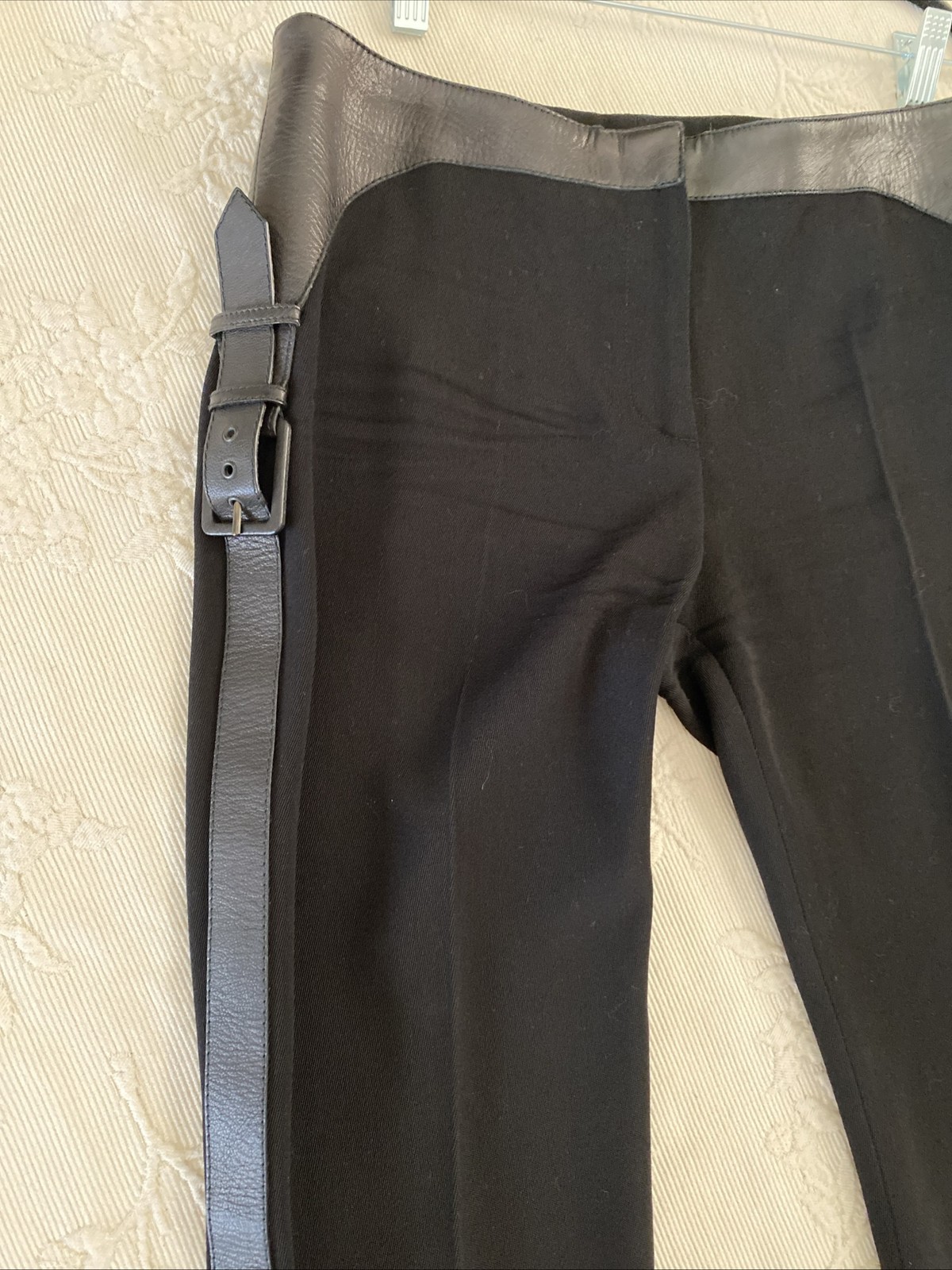 Alexander MCQUEEN vintage Black Supercalifragilistic Harness Pants Wool Leather