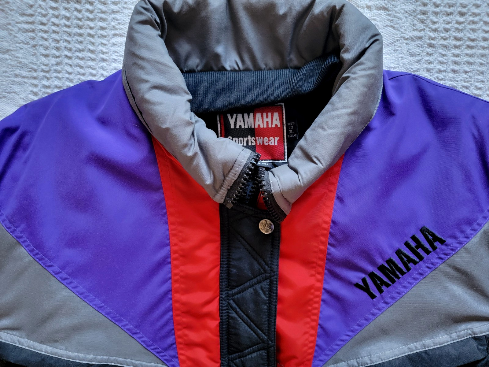 Vintage 90s YAMAHA Coat Jacket Black Purple Red Ladies XL Snowmobile SMB-94 Nice