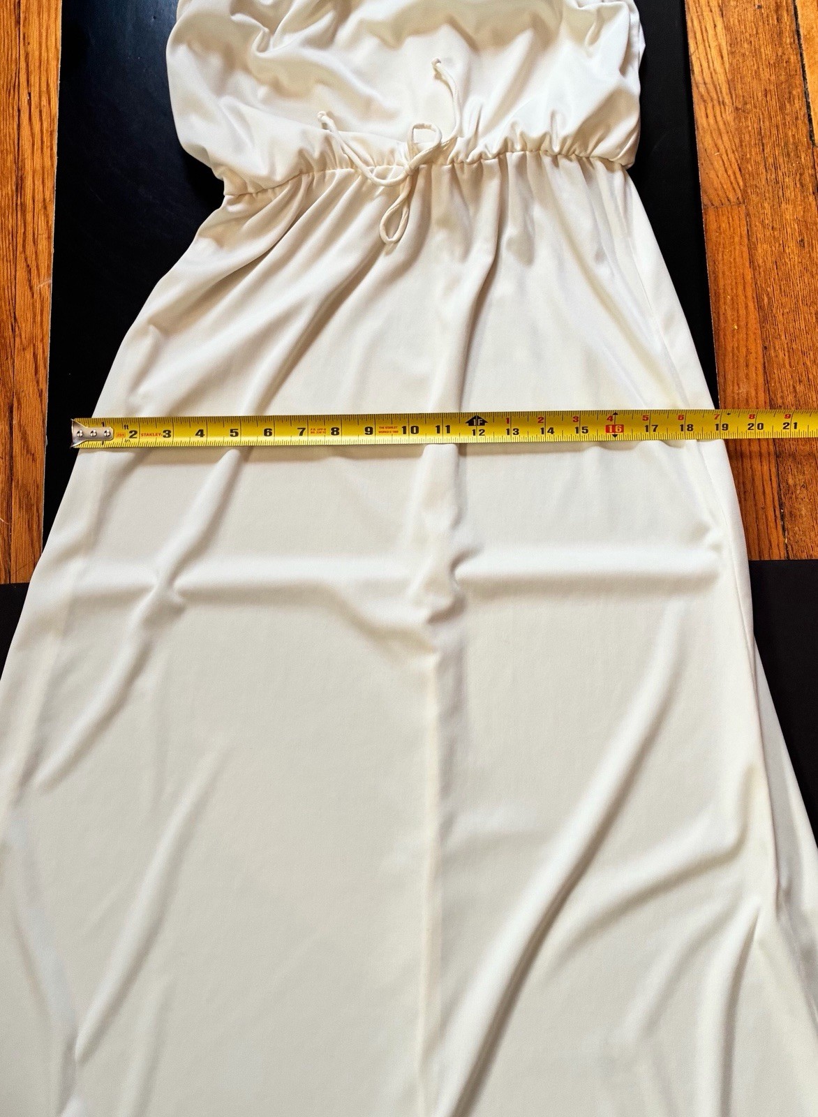 Vintage 1970’s Saturday Night Fever Disco Spaghetti Strap Cream Color Dress Med