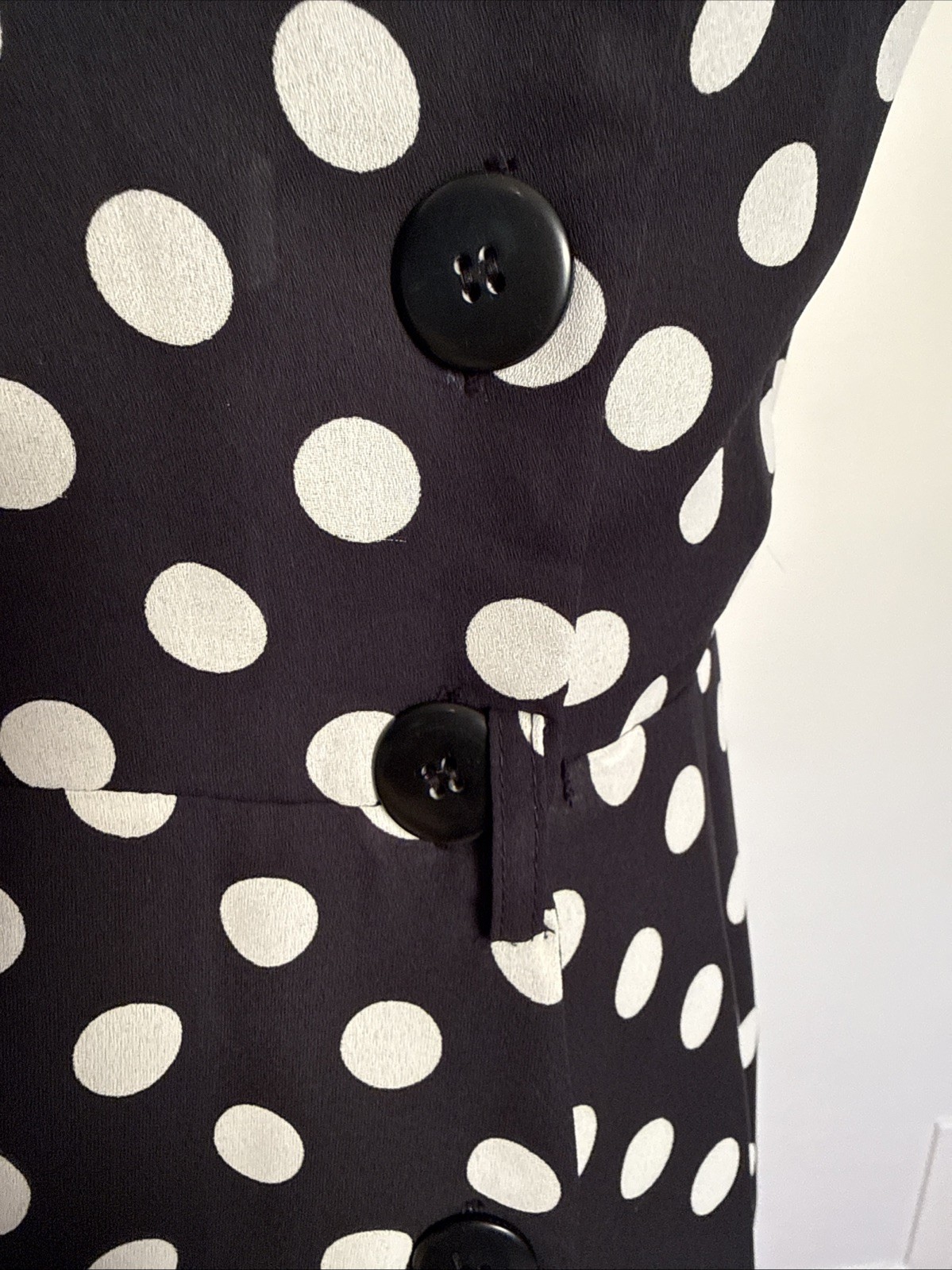 Vintage Polka Dot JRT Newport News Dress Chiffon Side Button Classic Preppy L