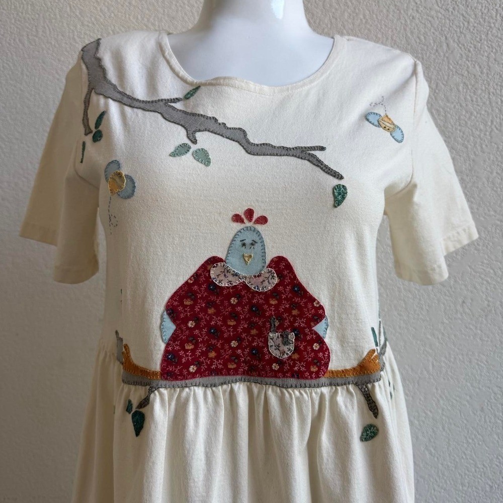 Viva City Cream vintage chicken shirt maxi dress
