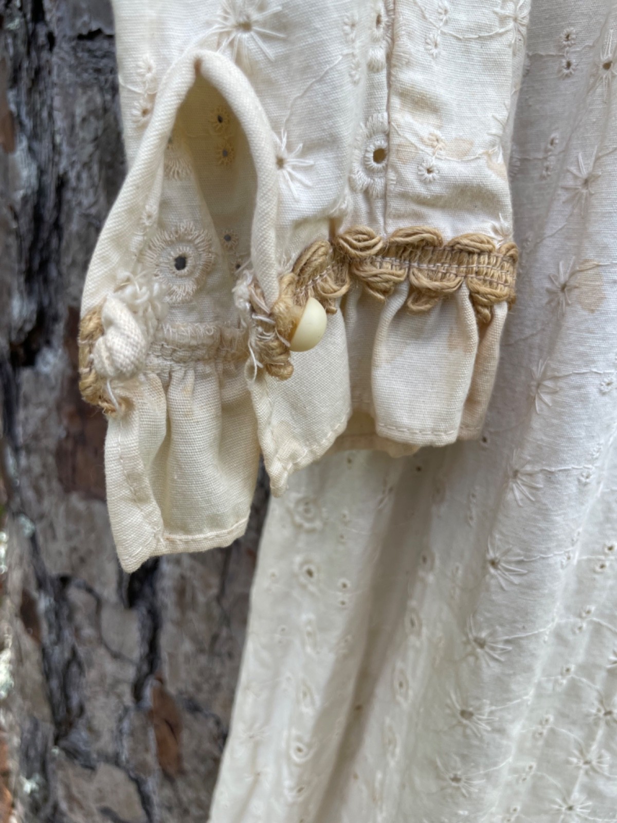 VTG 70’s Gunne Sax Off White Eyelet Cotton Empress Colar Cottage Prairie Dress 7