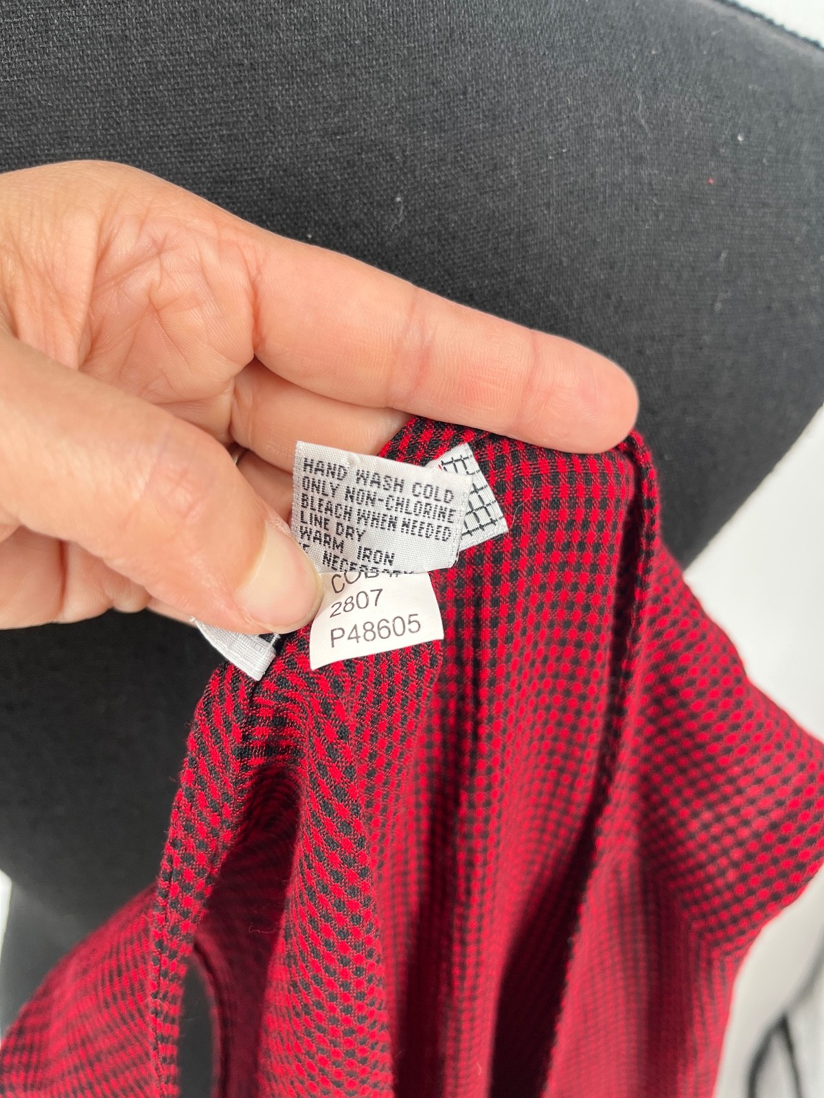 Vtg 90s FADS Red Black Gingham Grunge Dress M Button Front Cottagecore Teacher
