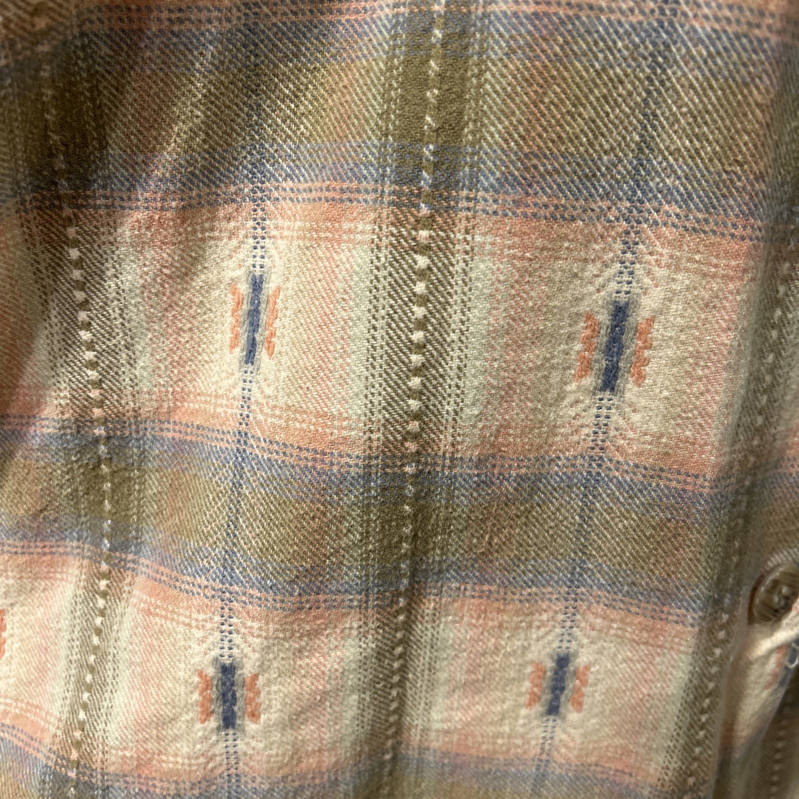 Vtg Cambridge Dry Goods Country Store Pastel Plaid Heavy Flannel Oversized Sz 8
