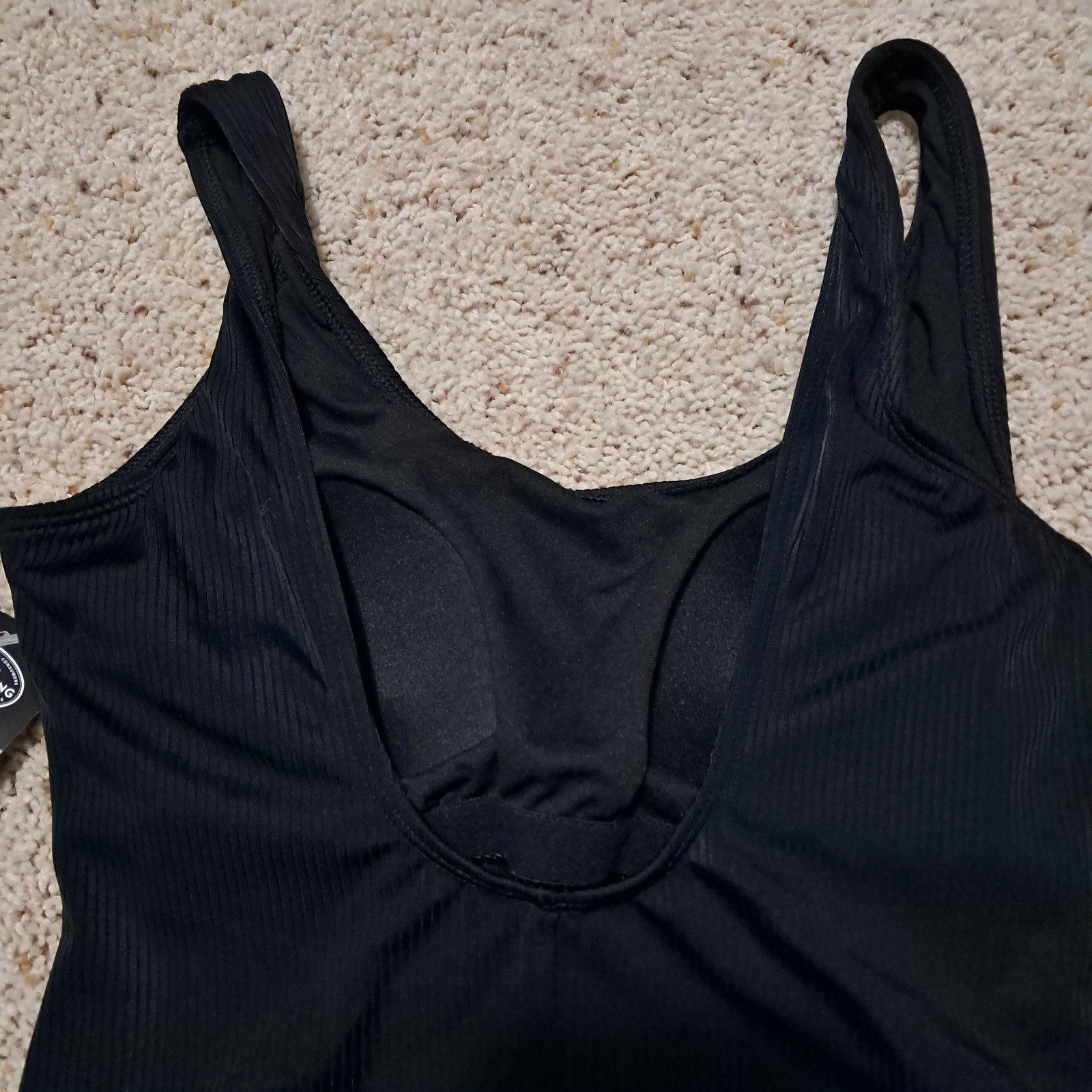 NEW Vintage One Piece Catalina Black Ribbed Swimsuit Size Small