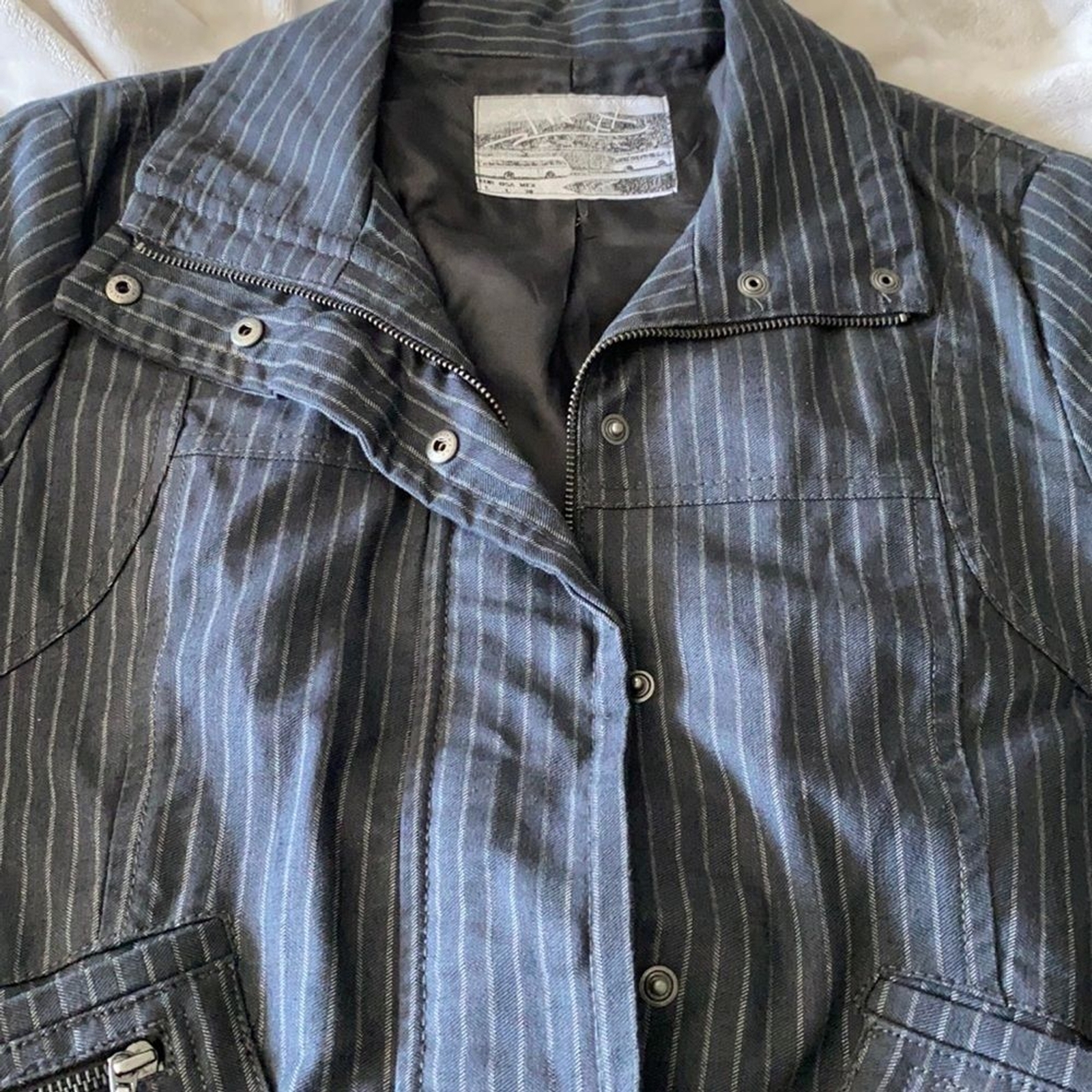 Black & grey zip up bomber jacket size Large