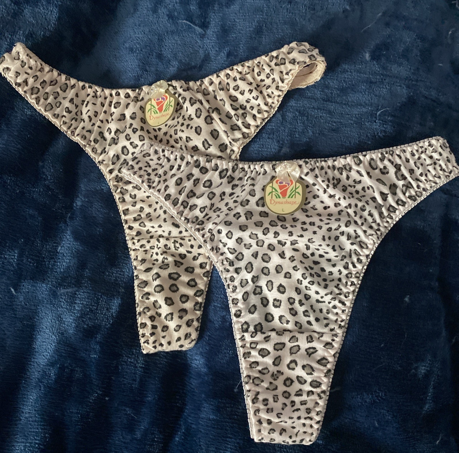 Pair of Vtg Animal Print Cheetah Leopard High Cut Cotton/Spandex Thong Panties L