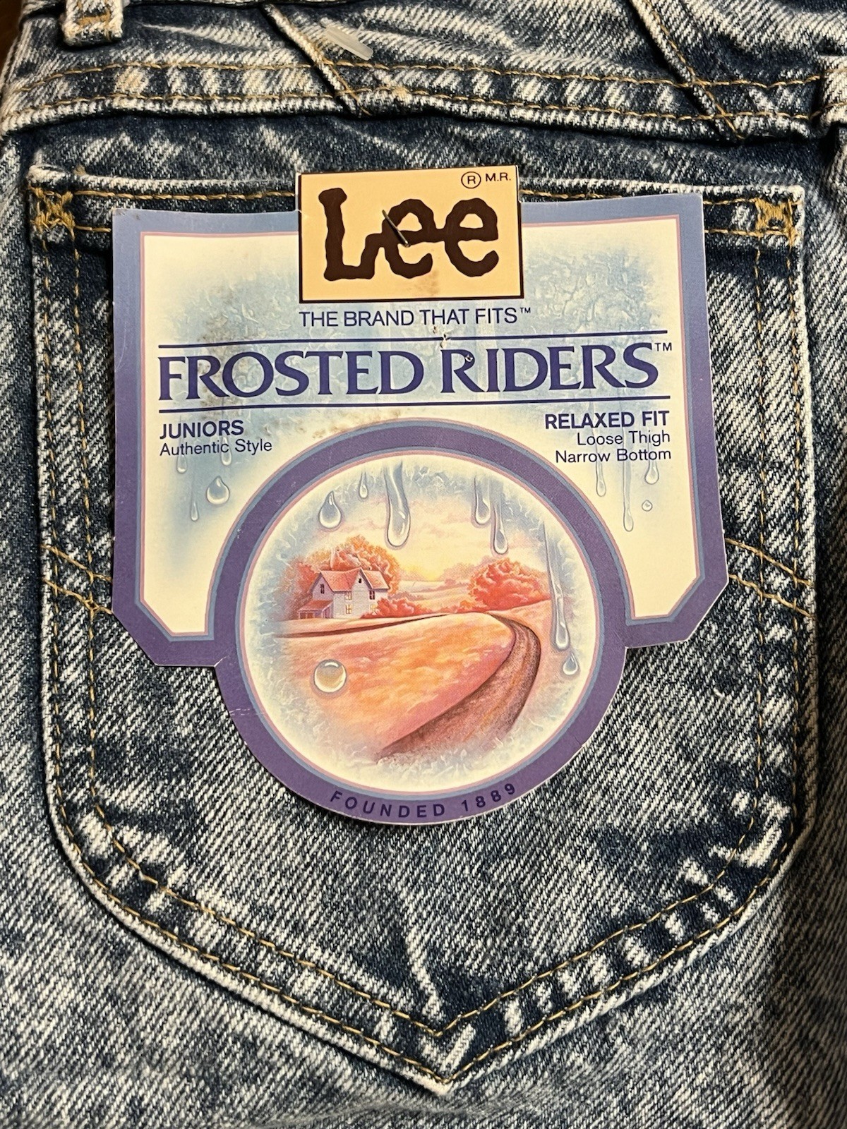 Vintage 80s Lee Frosted Riders Straight Leg Jeans Acid Wash Size 11 Dead Stock