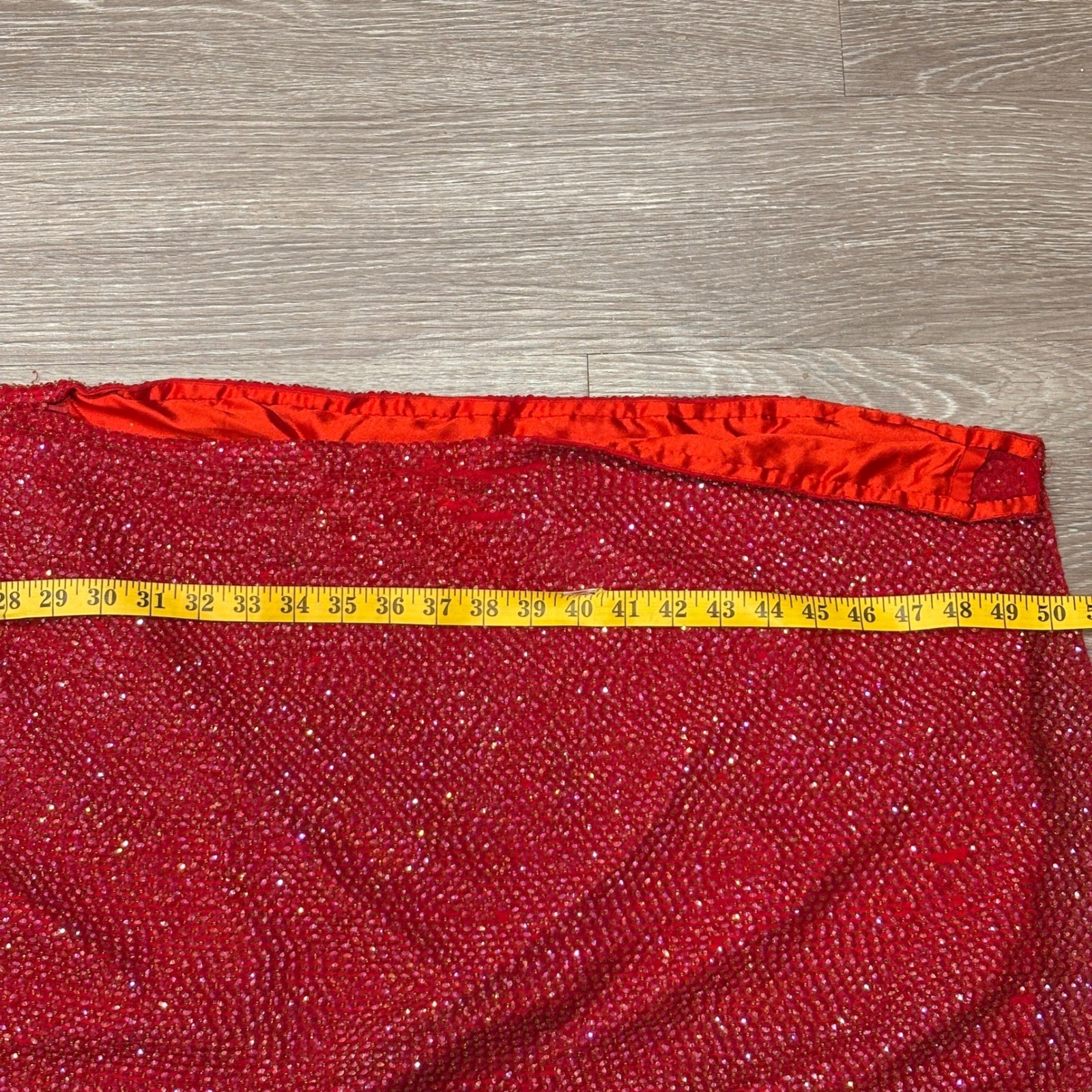 VTG Y2K Scala Red Beaded Silk Strapless Maxi Gown Slit Prom Sz M Jessica Rabbit