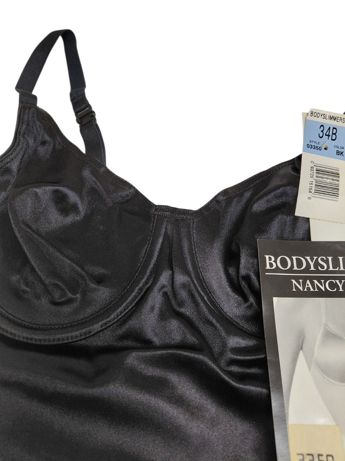 Vintage Nancy Ganz Bodyslimmers Black Lingerie Top Size 34B