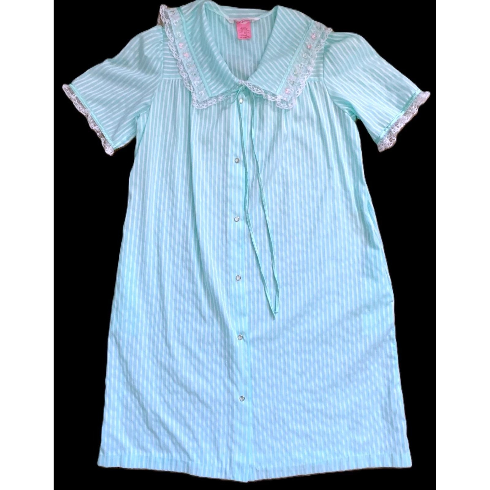 Vtg 1980’s Evelyn Pearson Label Duster Length Housecoat, House Dress Lounger LG