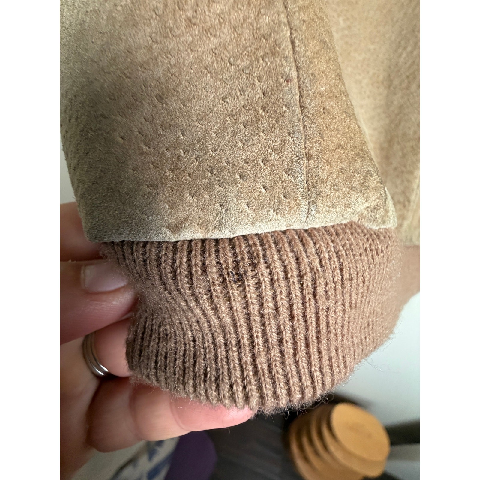 Vintage 90s Suede Leather Bomber Jacket Tan Camel Flight Coat Acetip Unisex